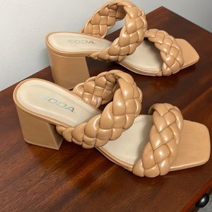 Vegan tan Soda braided sandals